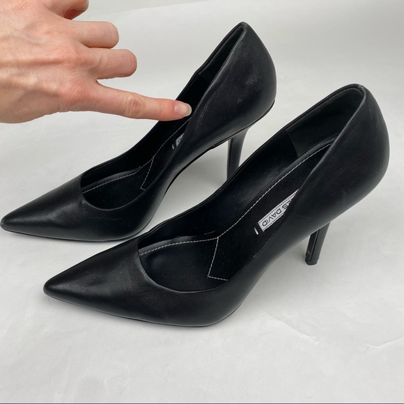 EUC-Charles David Black Leather Pointy Toed Pumps, Size 10 - Picture 7 of 12